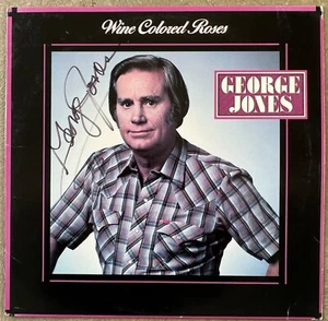 PRICE SLASHED! GEORGE JONES AUTOGRAPH SIGNED ‘WINE COLORED ROSES’ ALBUM COVER - Picture 1 of 5