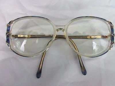 Gafas Rx vintage Art Deco marco de plástico de metal azul dorado hechas en Hong Kong Foto 1 de 4