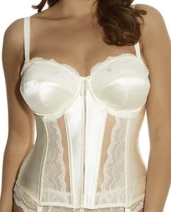 Elomi Maria Basque Bustier Cream Size 32E Strapless Padded Bra Suspenders 8502 - Picture 1 of 12