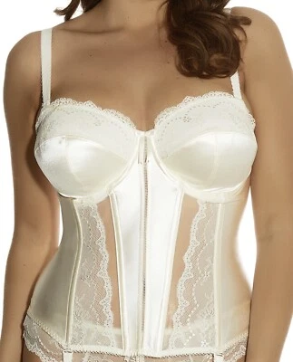Elomi Maria Basque Bustier Cream Size 34FF Strapless Padded Bra Suspenders 8502 - Image 1 of 4