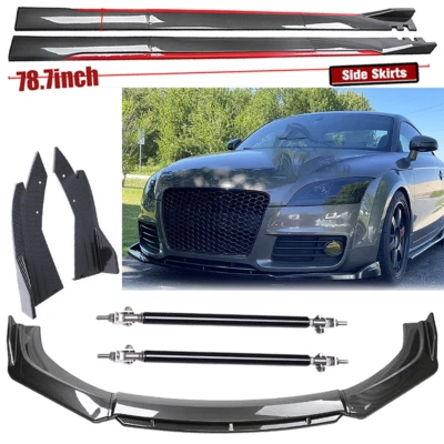 For Audi TT RS Front Rear Bumper Lips +78.7"Side Skirt Carbon Fiber Body Kits Foto 1 de 4
