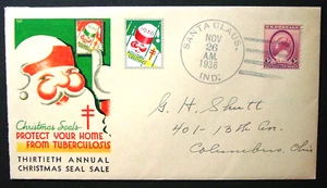 Estampilla de Scott 784 de Estados Unidos, 1936 de Santa Claus, en FDC, dirigida - Imagen 1 de 5
