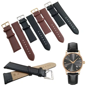 Leather Watch Band Strap Black Brown Replacement Wristwatch Straps 8mm-24mm US - Picture 1 of 28
