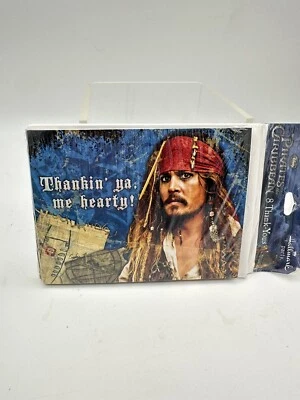 2003 Hallmark Disney Pirates Of The Caribbean Thank You Cards Johnny Depp 8 Pc - Image 1 of 4