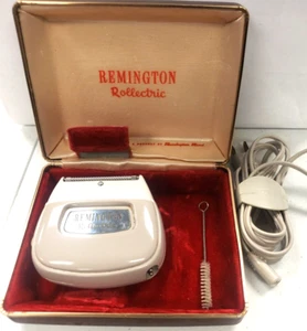 50s REMINGTON ROLLECTRIC SHAVER With Case Cord Turns On  - Picture 1 of 8