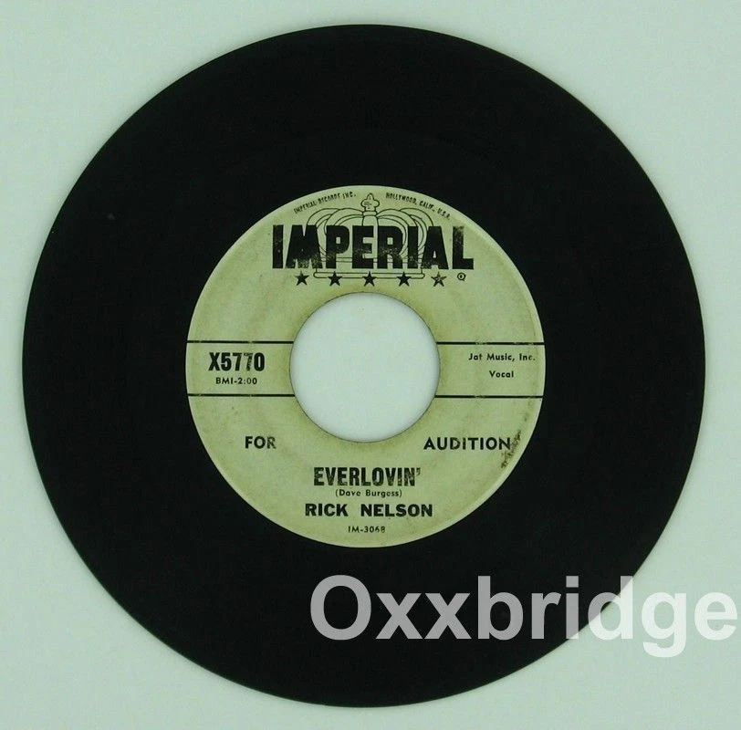Рик Нельсон РЕДКАЯ ПРОМО Everlovin/A Wonder Like You ИМПЕРСКАЯ 1961 WLP Doo Wop 45 - Изображение 1 из 2