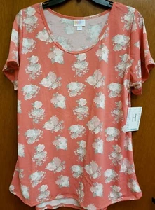 NEU MIT ETIKETT LULAROE KLASSISCHES T-SHIRT XL KORALLE MIT ROUGE UND CREME ROSEN BLUMEN FLORAL - Bild 1 von 4