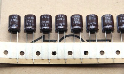 Nippon Chemi-Con Radial Lead KZM Capacitors, 470uF, 25V – EKZM250ETD471MJC5S
