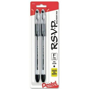 Pentel R.S.V.P. Kugelschreiber, feine Linie, schwarze Tinte, 2 Stifte pro Packung - Bild 1 von 5