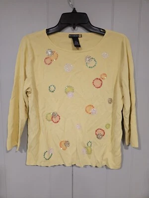 Sweaterworks женщин желтый блестками геометрический рубашка верхний свитер размер XL  - Изображение 1 из 4