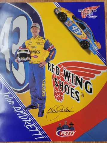 Red Wing Shoes 2000 John Andretti Kyle Petty Nascar Poster New Old Stock Cover