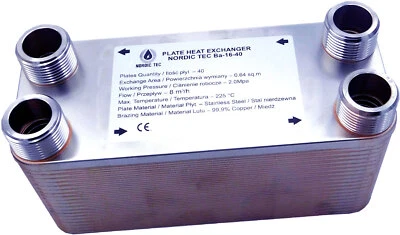 SCAMBIATORE di calore a piastre ACCIAIO INOX NORDIC TEC 1" inox 316L 100-230 kW