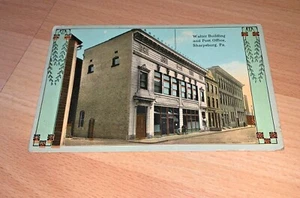 1917 SHARPSBURG PENNSYLVANIA Postcard WALTER BUILDING AND POST OFFICE - Picture 1 of 4