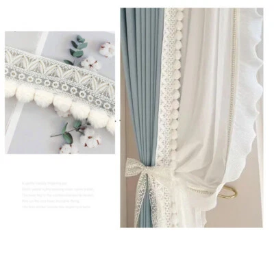 Lace Pom Faux Fur Edging Trims Bias Binding Tape Rabbit Ball Curtains Modern - Image 1 of 4