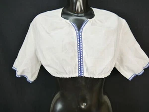 Gr.48 Dirndlbluse weiß Bluse für Dirndl Isola Baumwollmischung mit Borte B9916 - Bild 1 von 4