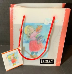 Swedish Artist Lisi Martin Christmas Gift Bag Pictura Unused Girl Reaching Dove - Picture 1 of 6
