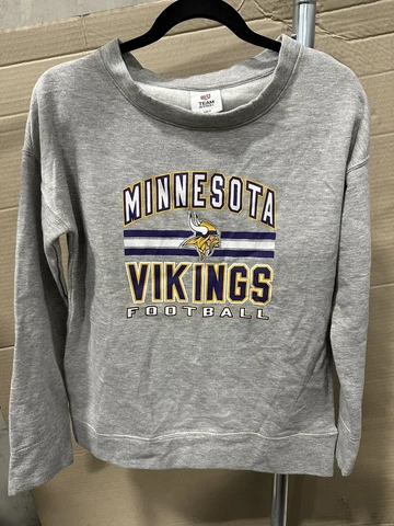 Minnesota Vikings Sweater Gray Crewneck Sweatshirt NFL Girls Size L- New Cover
