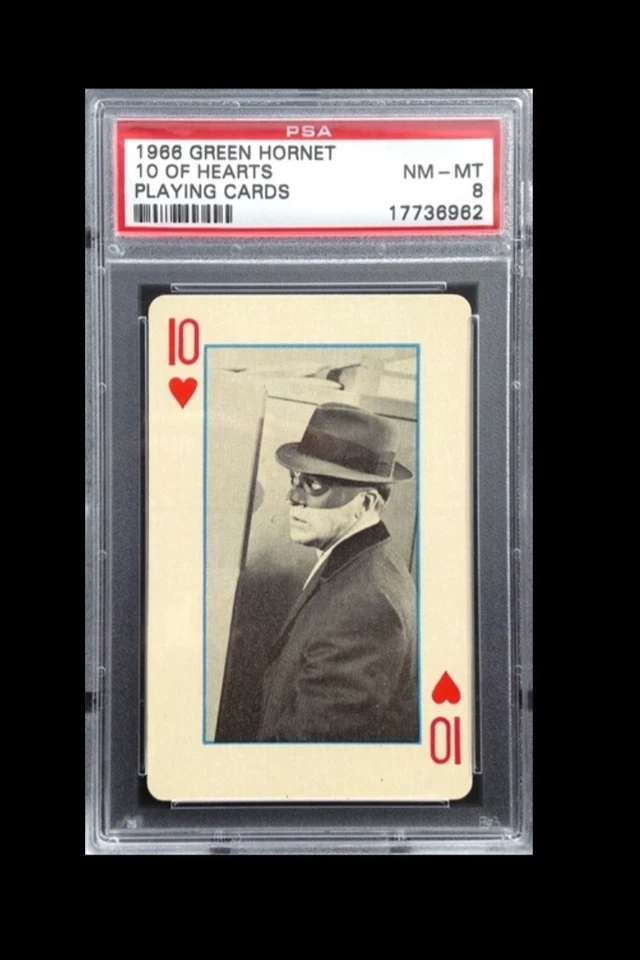 PSA 8 NM-MT 1966 GREEN HORNET PLAYING CARD 10 OF HEARTS (BRUCE LEE) - Image 1 of 1
