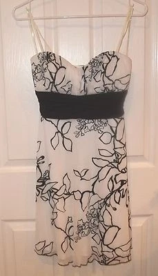 SIN PALABRAS ~ VESTIDO DE CÓCTEL ~ GRANDE ~ NUEVO Elegante Cambio Corto FIESTA Baile de graduación ~ Negro Blanco  Foto 1 de 4