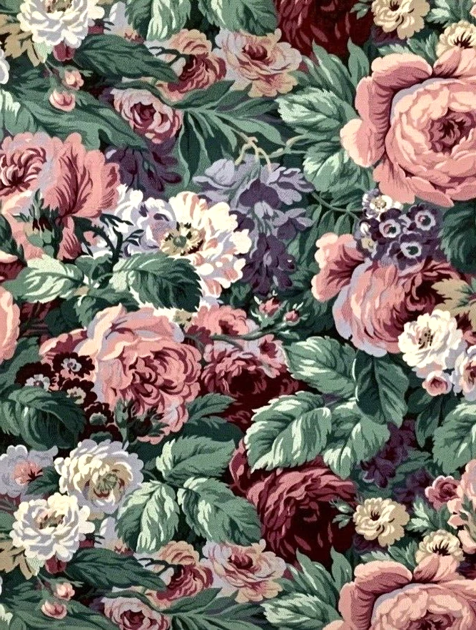 VTG FabriCraft Peel N Stick Fabric Rubbermaid Remembrance Black Floral Cottage