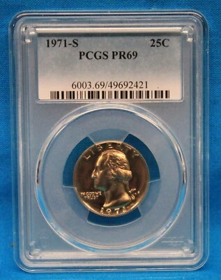 1971-S PCGS WASHINGTON QUARTER Graded PR69 PCGS # 6003.69/49692421 - Image 1 of 4