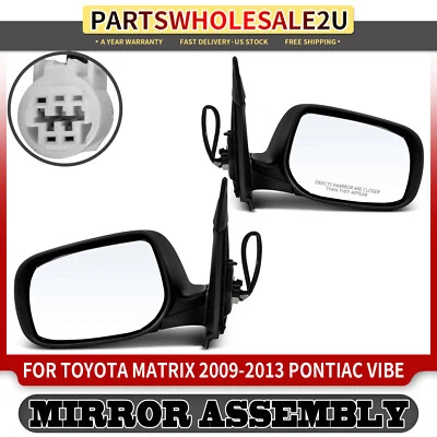 Espejo retrovisor eléctrico negro 2 piezas para Pontiac Vibe 2009-2010 Toyota Matrix 2009-2012 2013 Foto 1 de 4