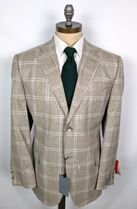 NWT JOHN W. NORDSTROM Cashmere & Silk Sz 44R Plaid Check Sport Coat Dual Vent - Picture 1 of 9