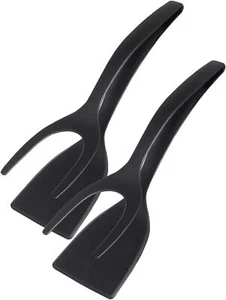 Egg Flipper Spatula Tongs 2-in-1 Grip & Flip Kitchen Cooking Tool 2pc - Picture 1 of 6