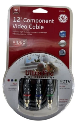 GE General Electric 12' Component RCA Video Cable Ultra Pro HDTV - 87605 - Image 1 of 3