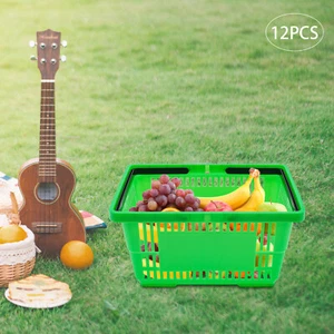 12 PIEZAS Cestas de Compras Verdes Plástico 18L - Imagen 1 de 22