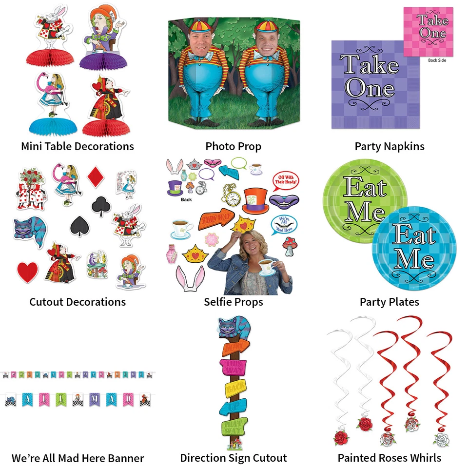 ALICE IN WONDERLAND THEME PARTY DECORATIONS - PARTYWARE COMPLETE SELECTION - Image 1 of 1