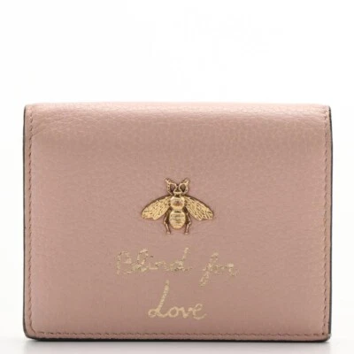 Cartera Gucci - Billetera Compacta Animalier Bee Doble Pliegue Cuero Rosa - Auténtica Foto 1 de 4