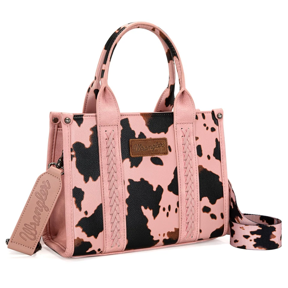 Wrangler Ladies Cow Print Concealed Carry Pink Tote Bag WG133-8120SPK