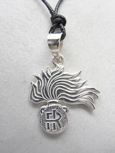 Fiamma dell'Arma dei Carabinieri : Ciondolo in Argento 925- Pendente mis. grande - Picture 1 of 7