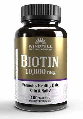 Biotina 10000 mcg 100 tabletas de Windmill Health Foto 1 de 2