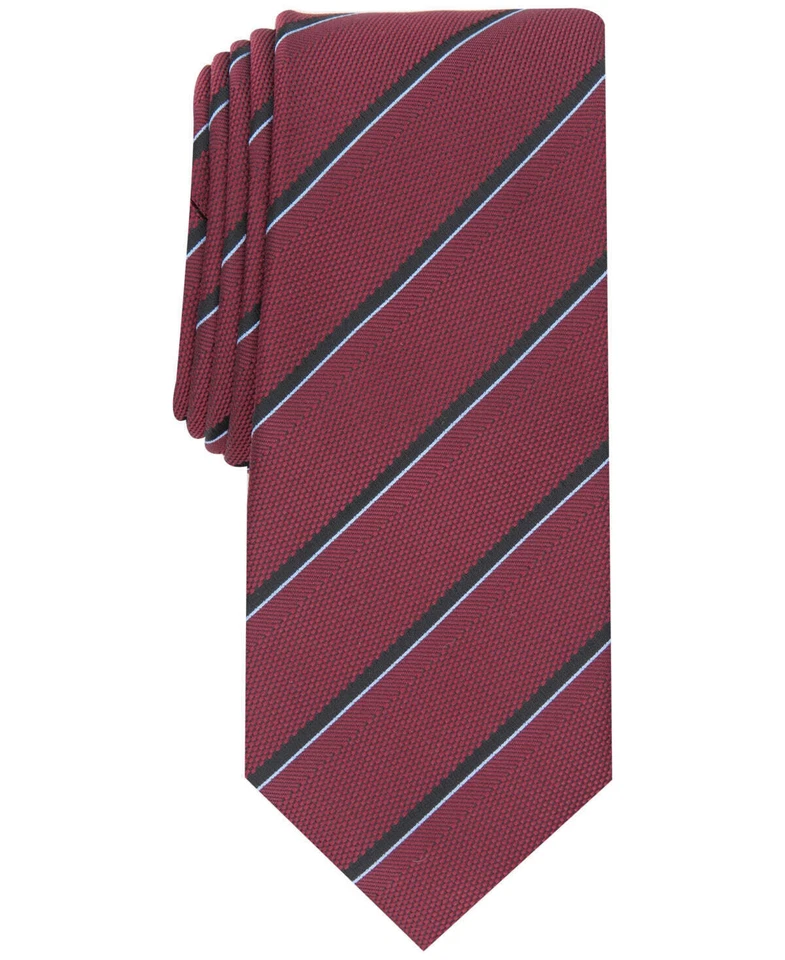 Alfani Men's Clarkson Stripe Tie Burgundy Slim Neck Tie