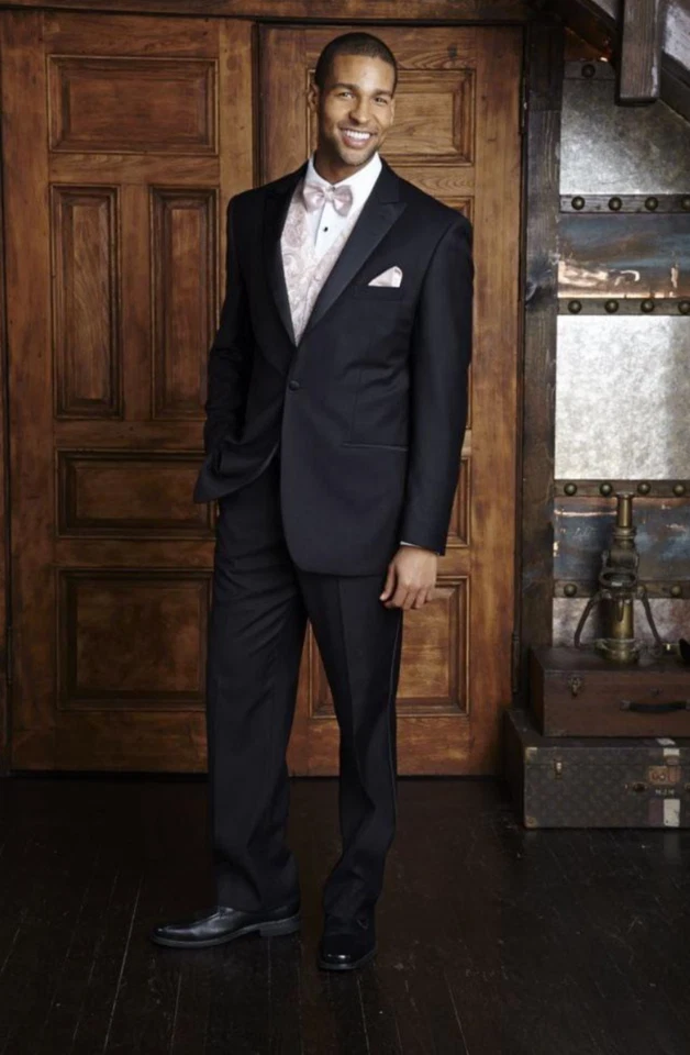 Vienna Black Peak 1-Button Tuxedo Jacket Only - Image 1 of 1