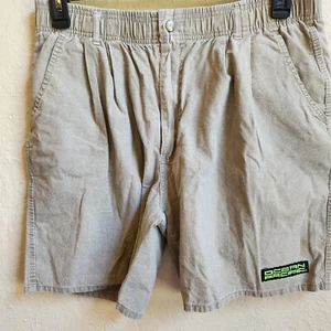 Vtg Ocean Pacific OP Shorts Men L Khaki Pockets Elastic Skate Retro 90s Big Logo - Picture 1 of 9