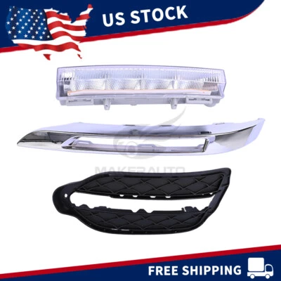3Pcs Left Fog Driving Light Assembly For Mercedes Benz X204 GLK350 2013-2015 - Image 1 of 4