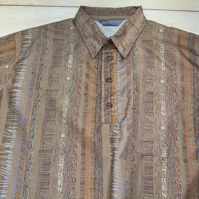 Polo De Colección Años 70 Mark Christopher Para Corzini Marrón Tirar Sobre Cintura Bandada EE. UU. 2X Foto 1 de 4