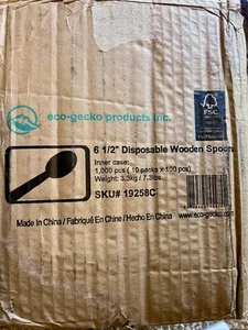 NEU 6,5" Eco-Gecko Einweg Holzlöffel 1.000-ct Box 1000 Teile 19258C Besteck - Bild 1 von 3