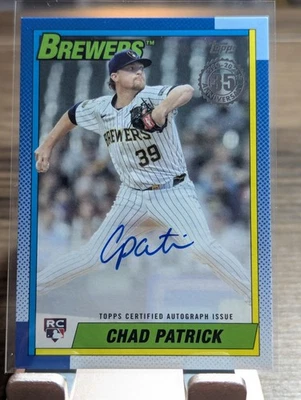 2025 Topps Update CHAD PATRICK RC AUTO 1990 Topps Baseball Brewers - Image 1 of 4