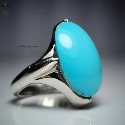 Anillo Feroza Turquesa Natural Plata 925 Hecho a Mano Regalo para Hombre y Mujer Foto 1 de 4