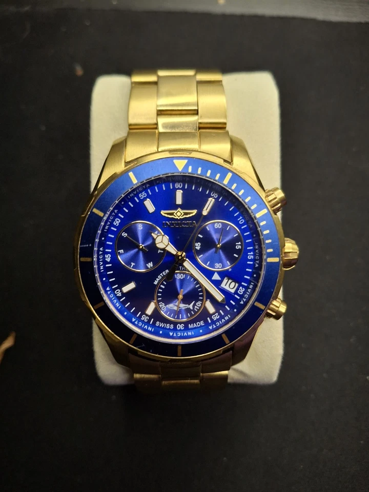 Invicta Men's Pro Diver Quartz Chronograph Blue Dial Gold Tone - Image 1 of 4