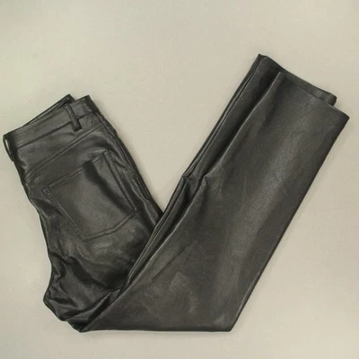 Pantalones para mujer Wifred Aritzia de cuero sintético suave talla 2 negros tiro medio recto Foto 1 de 4