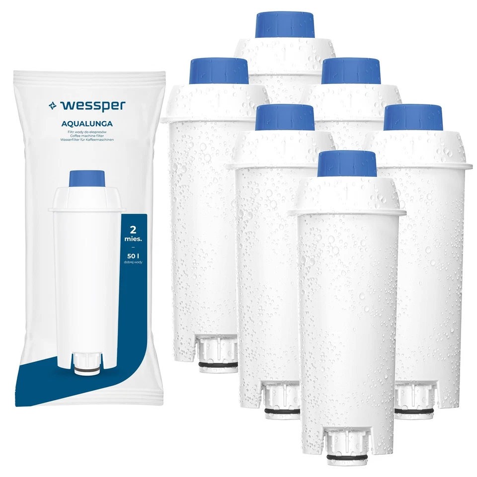 WESSPER 6x Wasserfilter passend für DeLonghi DLS C002, SER 3017, ECAM ESAM ETAM Serie