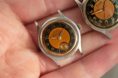 Rare Doxa Impermeable Tre Tacche Steel Screw Back Case Pumpkin Patina Dial C1940 - Image 1 of 4