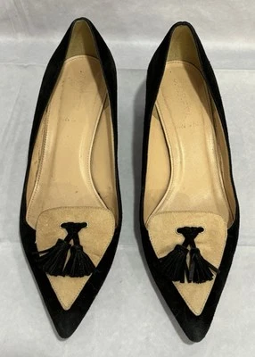 Zapatos de salón J Crew Avery negros tostados borla punta tacón bloque para mujer talla 7,5 Foto 1 de 4