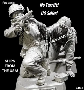 1/35 Resin Figure Vietnam War US M60 Crew in Action 2 Fig Set Model Kit 44145 - Picture 1 of 5