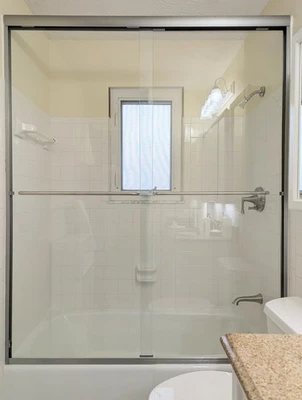 Puerta de ducha de níquel cepillado 60x72 puerta de ducha corredera ajustable de 4"" de ancho Foto 1 de 4